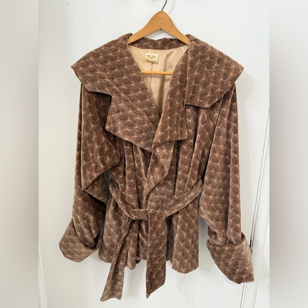 Heather Hoffman Handmade Brown Textured Velvet Wrap Jacket Women’s Large